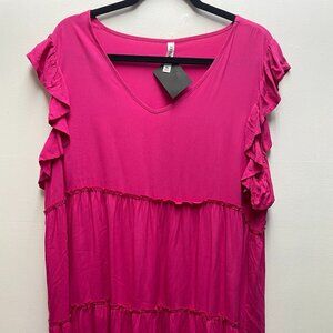 Zenana pink tiered dress in XL